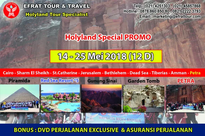 HOLYLAND TOUR Holyland Tour Special Promo 14 - 25 Mei 2018 Egypt - Israel - Jordan + Petra + Menginap di *5 Red Sea Resort 1 holyland_tour_14_25_mei_2018
