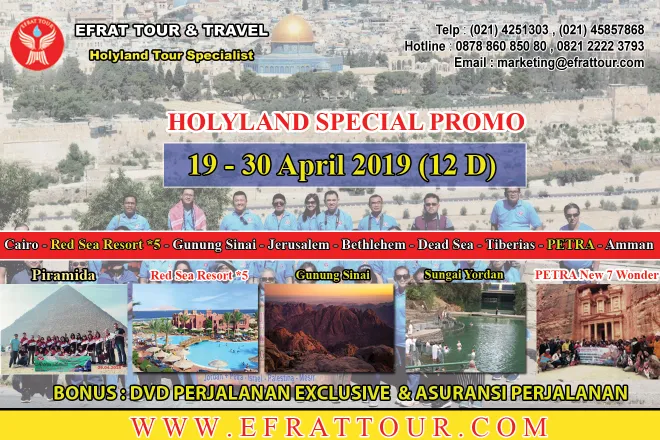 HOLYLAND TOUR Holyland Tour 19-30 April 2019 (12 Hari) Egypt-Israel-Jordan+Petra + Red Sea Resort *5 (PROMO SPECIAL PASKAH) 1 holyland_tour_19_30_april_2019