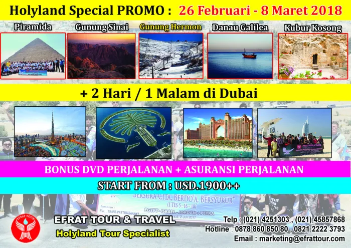 HOLYLAND TOUR Holyland Tour 26 Februari - 8 Maret 2018 Egypt - Israel - Jordan + DUBAI  Special PROMO  1 holyland_tour_26_februari__8_maret_2018