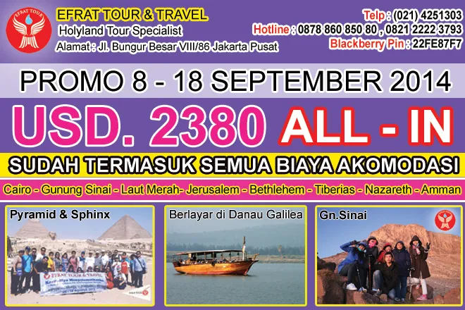 HOLYLAND TOUR Holyland Tour Indonesia 8 - 18 September 2014  Egypt - Israel - Jordan   Resort Laut Merah Bintang 5. 1 holyland_tour_indonesia