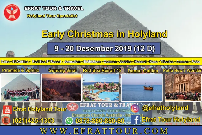 HOLYLAND TOUR Holyland Tour 9 - 20 Desember 2019 (12 Hari) Mesir - Israel - Jordan + Petra + Red Sea Resort *5  1 holyland_tour_murah_9_20_desember_2019