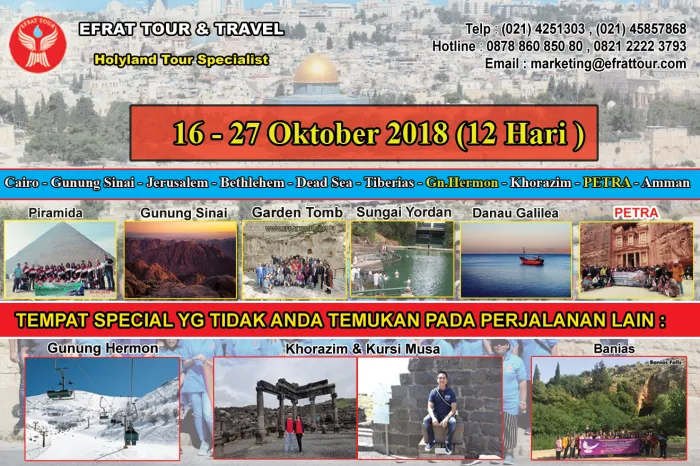 HOLYLAND TOUR Tour Ke Israel 16-27 Oktober 2018 Egypt - Israel - Jordan + PETRA + Mt.HERMON  1 tour_israel_murah_16_27_oktober_2018