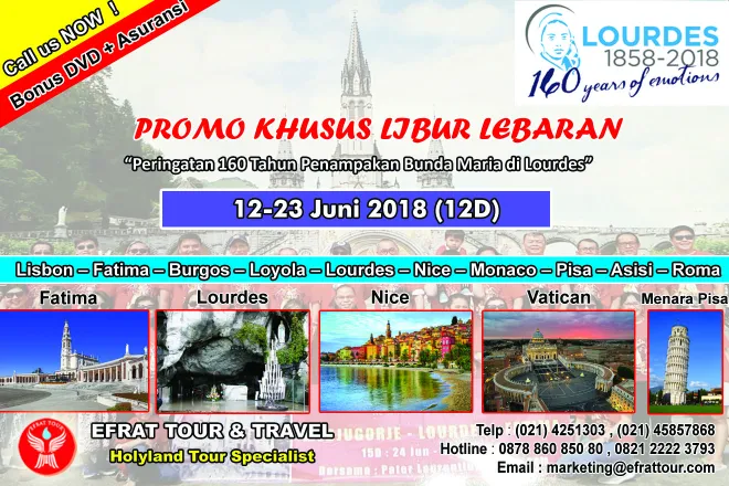 ZIARAH EROPA Ziarah Eropa Katolik 12-23 Juni 2018 Fatima - Lourdes - Roma PROMO Libur Lebaran 1 ziarah_eropa_12_23_juni_2018