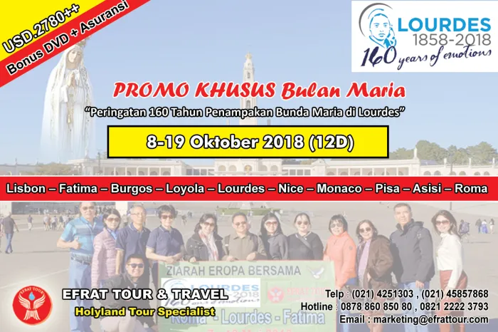 ZIARAH EROPA Ziarah Eropa Katolik 8 -19 Oktober 2018 Fatima - Lourdes - Roma PROMO Bulan Maria  1 ziarah_eropa_8_19_oktober_2019