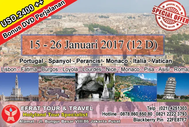 ZIARAH EROPA Ziarah Eropa 16-27 Januari 2017 (12 D) West Europe Pilgrimage Fatima-Lourdes-Roma 1 ziarah_eropa_januari_2017