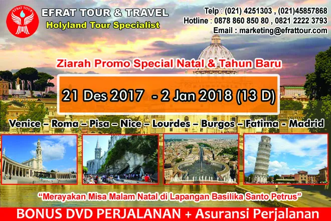 ZIARAH EROPA Ziarah Eropa Katolik PROMO SPECIAL NATAL 21 Desember 2017- 2 Januari 2018  Roma-Lourdes- Fatima 1 ziarah_eropa_natal_2017