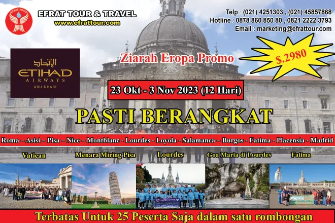 ZIARAH EROPA Ziarah Eropa Katolik Promo Bulan Maria 23 Oktober - 3 November  2023 Vatican - Roma - Lourdes - Fatima + Menara Miring Pisa 1 ~blog/2023/3/7/ziarah_eropa_23_oktober__3_november_2023