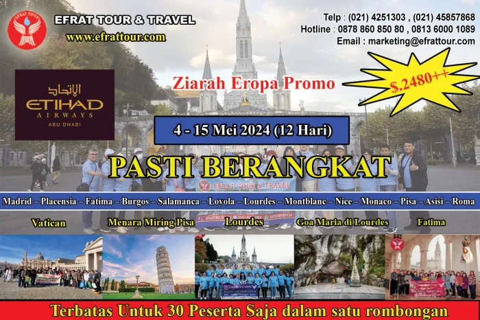 ZIARAH EROPA Ziarah Eropa Katolik Promo Bulan Maria 4 - 15 Mei 2024 Fatima - Lourdes - Roma + Menara Miring Pisa 1 ~blog/2024/1/19/ziarah_eropa_4__15_mei_2024